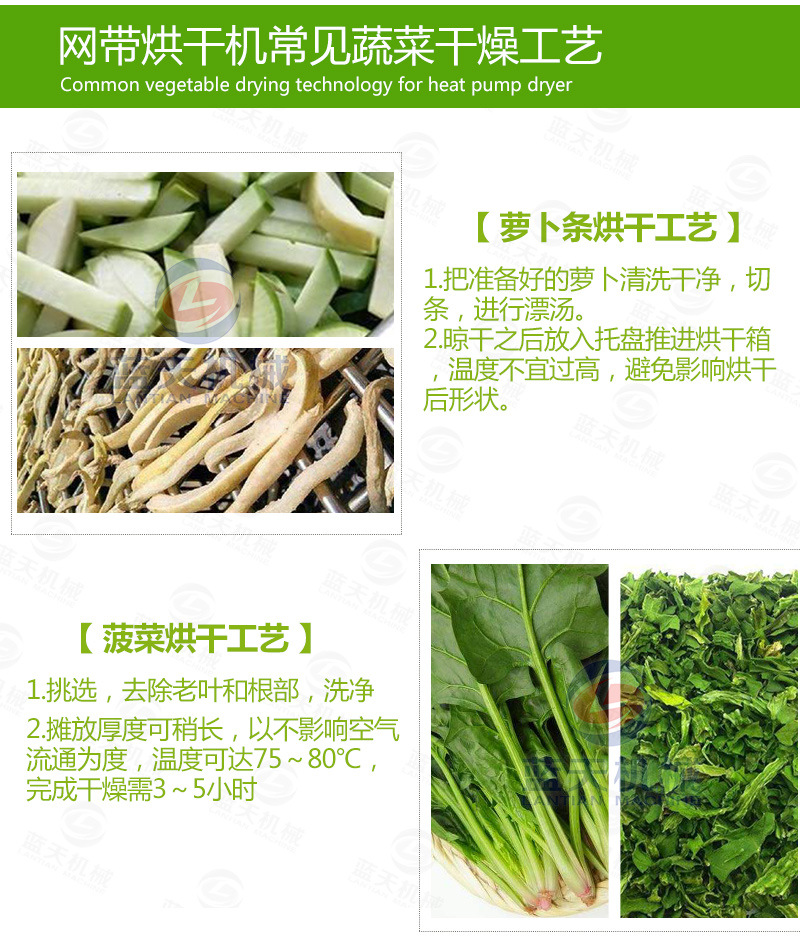 豆角網(wǎng)帶烘干機(jī)常見(jiàn)烘干工藝