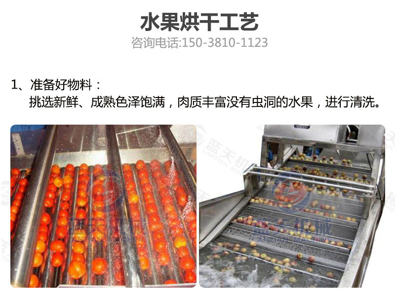 水果片網帶烘干機烘干工藝