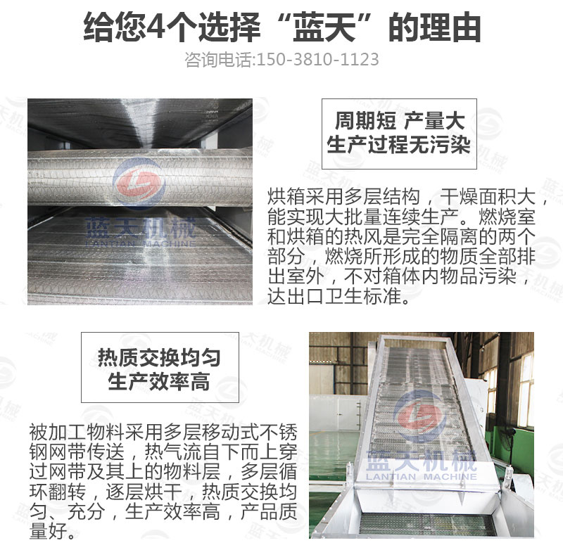 香蕉片網(wǎng)帶烘干機選擇藍天