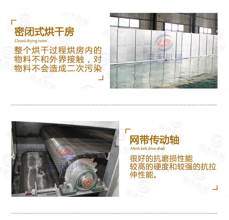 中藥材網(wǎng)帶烘干機細節(jié)特點